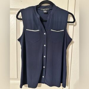 Sleeveless Navy Blouse